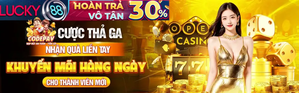 Banner khuyến mãi slot game và nổ hũ tại banca30